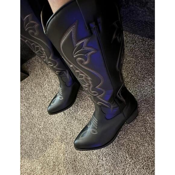 New! Never worn! TORRID Western Knee Boot Extra Wide Calf Black Size 8 - Picture 6 of 11